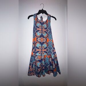 Multi colored casual blue printed dress.
